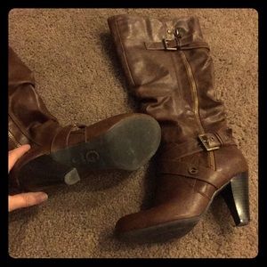 Guess dark brown wide calf boots